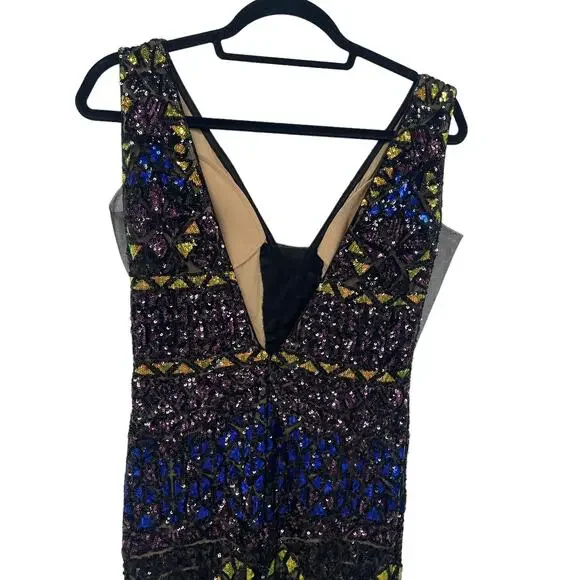 Jovani Style 04807 Black Multi Color Sequin Fit and Flare Gown Women's 8 - Picture 11 of 13